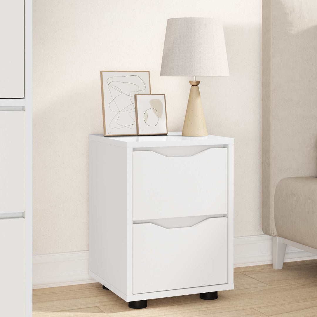 Sengeborde 2 pcs Hvid 30,5 x 30 x 43 cm Konstrueret træ