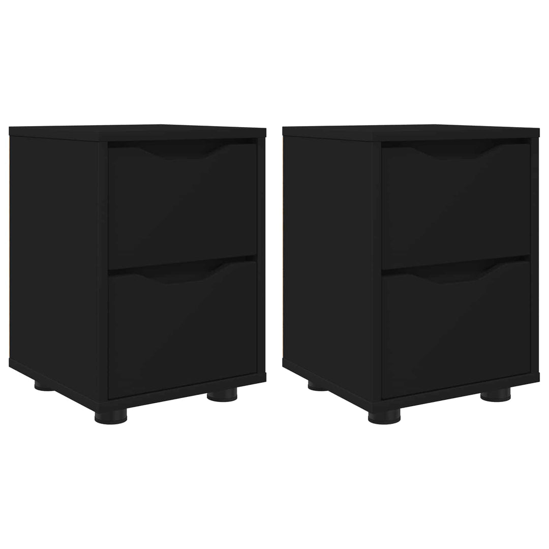 Sengeborde 2 pcs Sort 30,5 x 30 x 43 cm Konstrueret træ