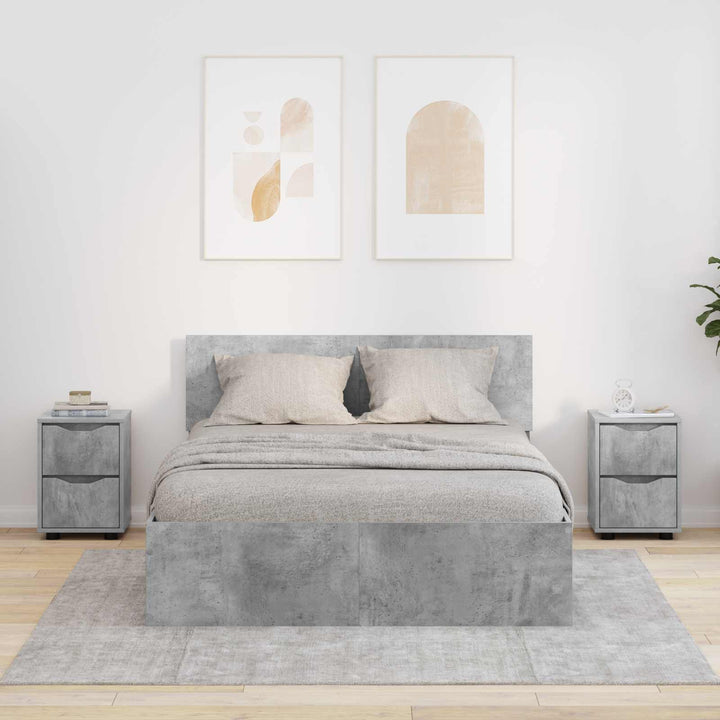 Sengeborde 2 pcs Beton Grå 30,5 x 30 x 43 cm Konstrueret træ