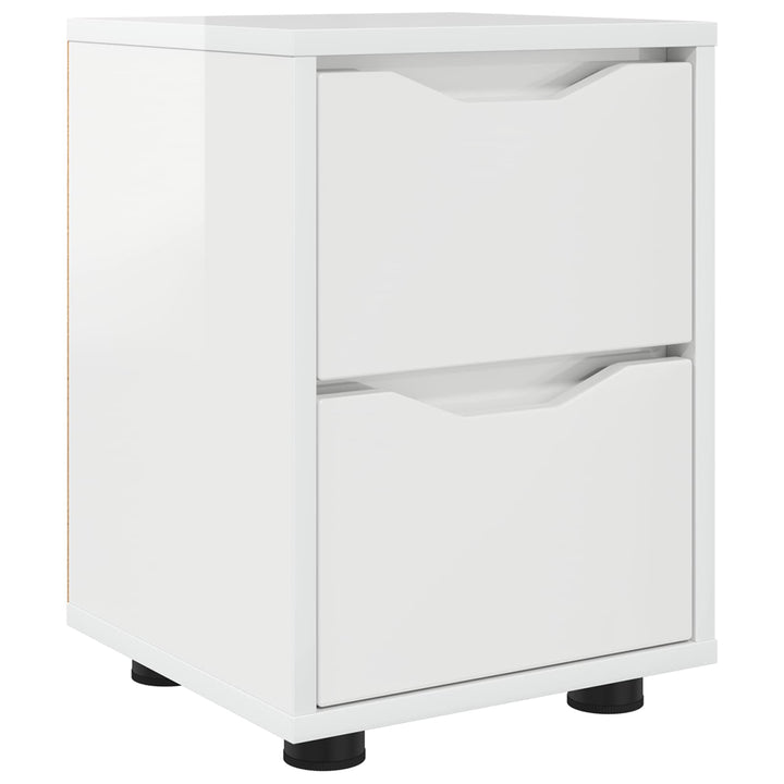 Sengebord Høj gloss hvid 30,5 x 30 x 43 cm Konstrueret træ
