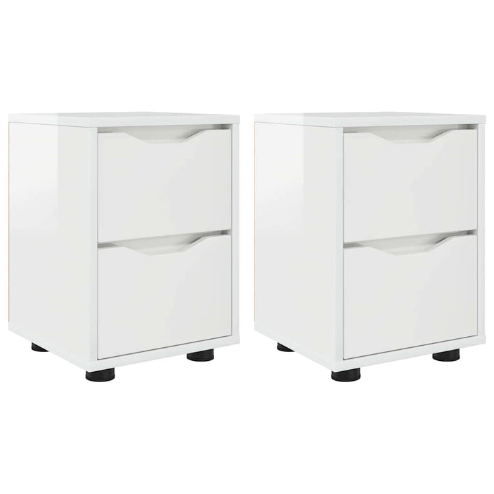 Sengeborde med skuffe 2 pcs Høj gloss hvid 30,5 x 30 x 43 cm