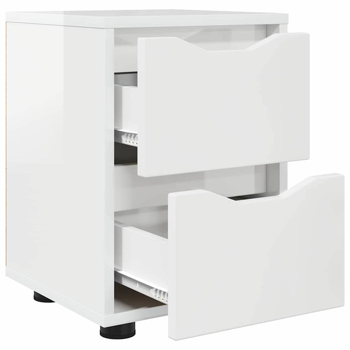 Sengeborde med skuffe 2 pcs Høj gloss hvid 30,5 x 30 x 43 cm