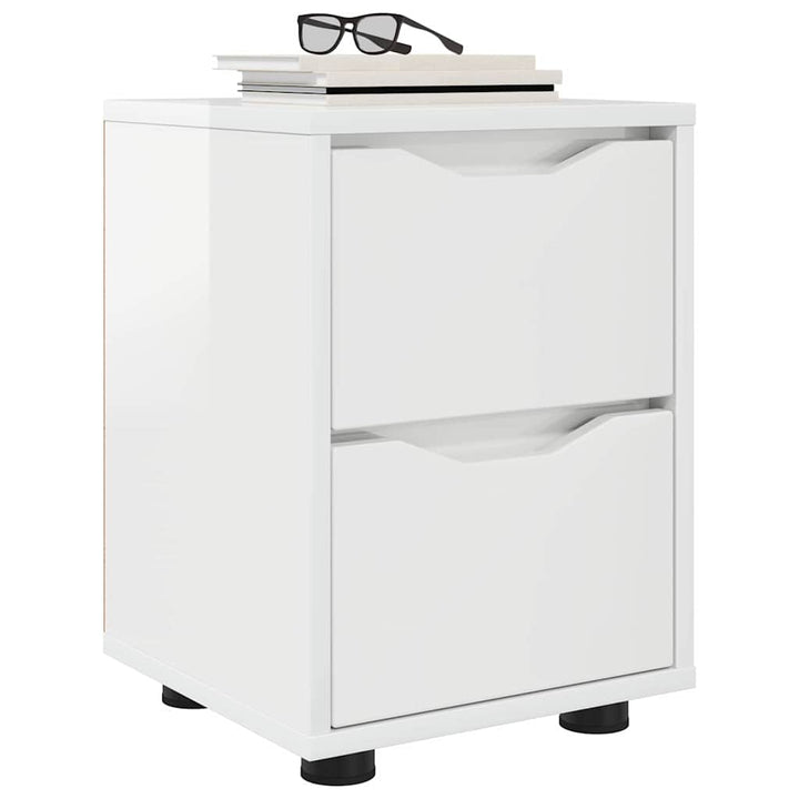 Sengeborde med skuffe 2 pcs Høj gloss hvid 30,5 x 30 x 43 cm