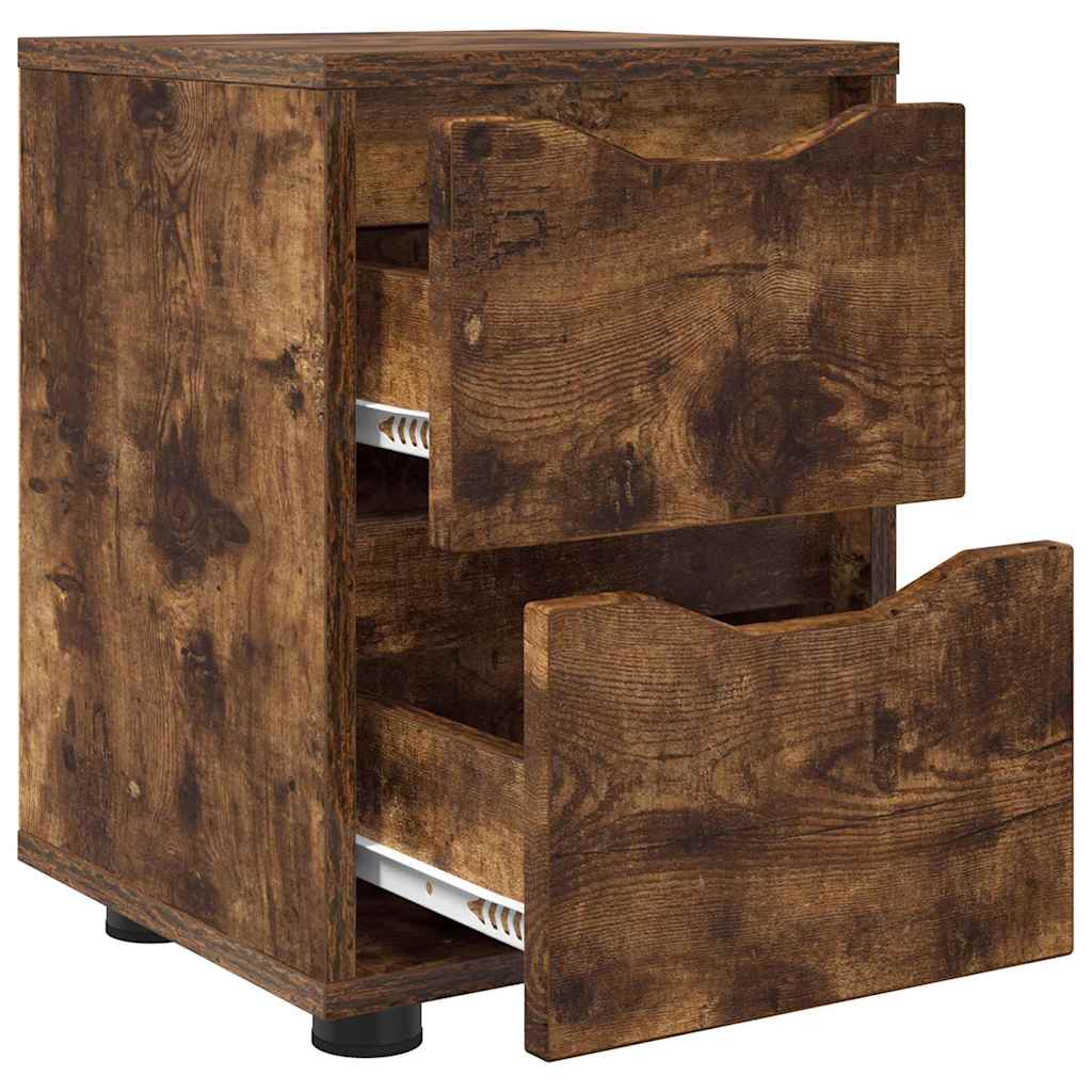 Sengeborde 2 pcs Røget eg 30,5 x 30 x 43 cm Konstrueret træ