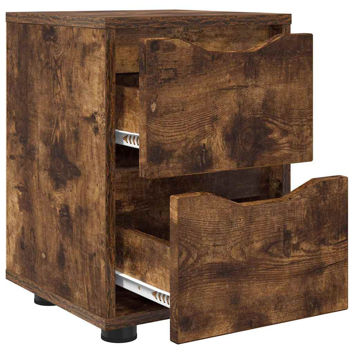 Sengeborde 2 pcs Røget eg 30,5 x 30 x 43 cm Konstrueret træ