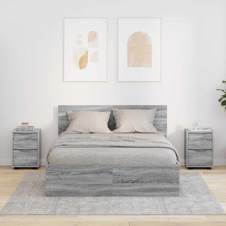 Sengeborde 2 pcs Grå Sonoma 30,5 x 30 x 43 cm Konstrueret træ