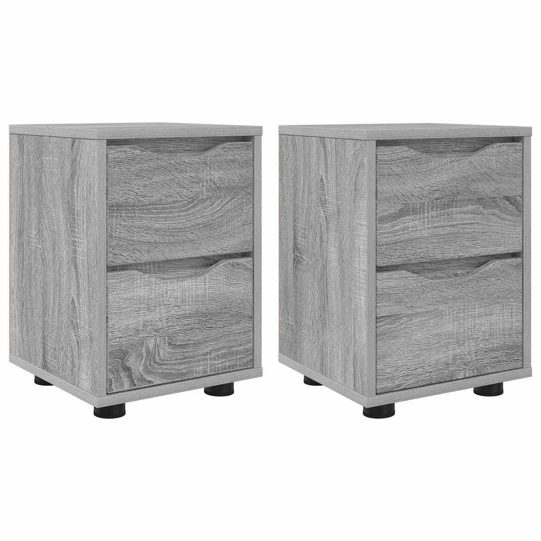 Sengeborde 2 pcs Grå Sonoma 30,5 x 30 x 43 cm Konstrueret træ