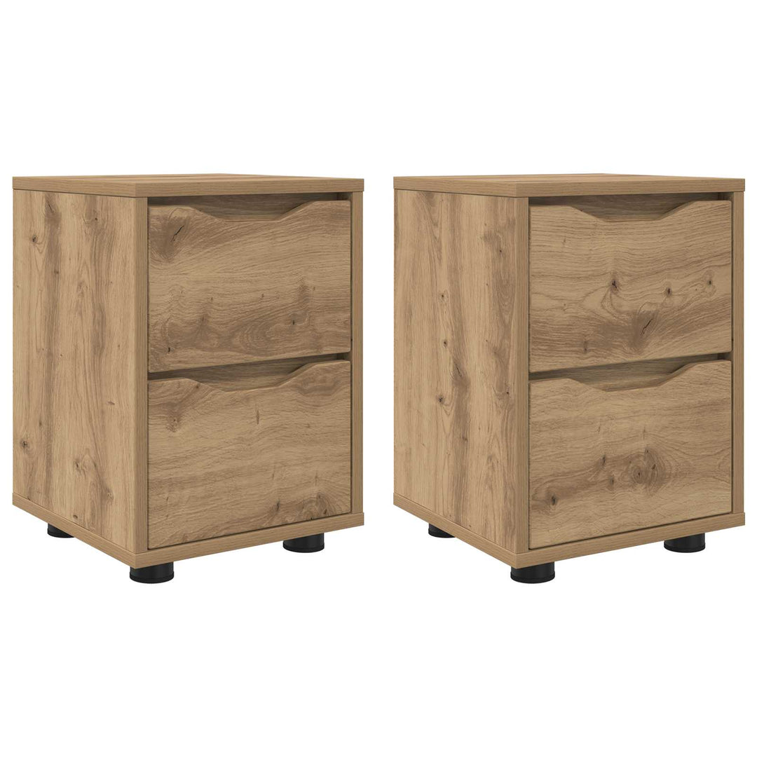 Sengeborde med skuffe 2 pcs Artisan Egetræ 30,5 x 30 x 43 cm