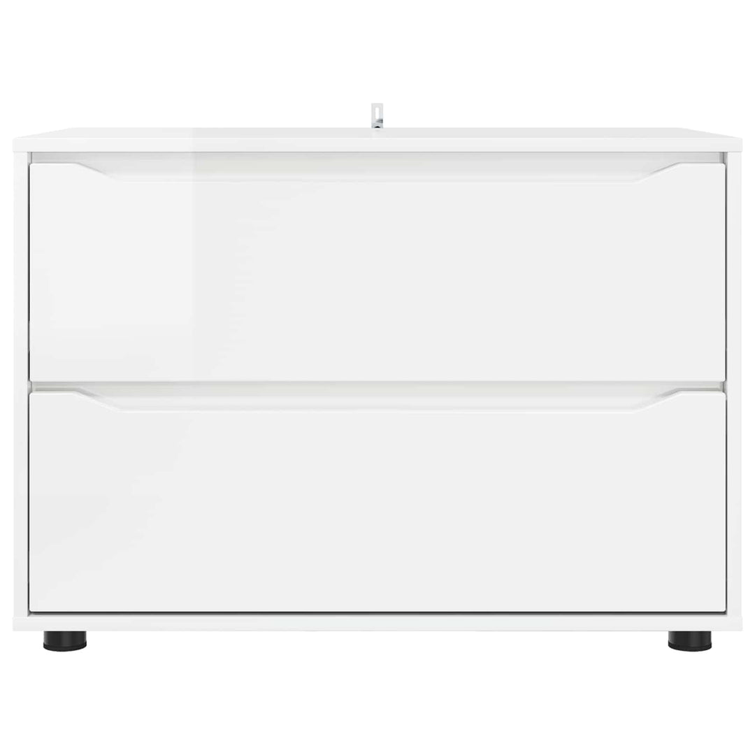 Opbevaringsskab 80 x 48 x 57 cm Konstrueret træ Høj gloss hvid