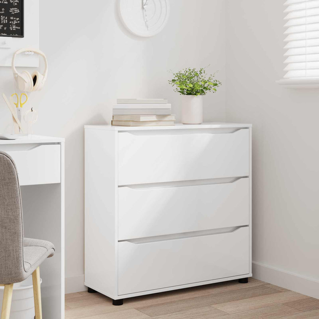 Opbevaringsskab 80 x 31 x 81 cm Konstrueret træ Høj gloss hvid