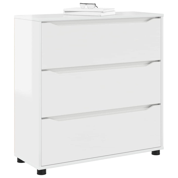Opbevaringsskab 80 x 31 x 81 cm Konstrueret træ Høj gloss hvid