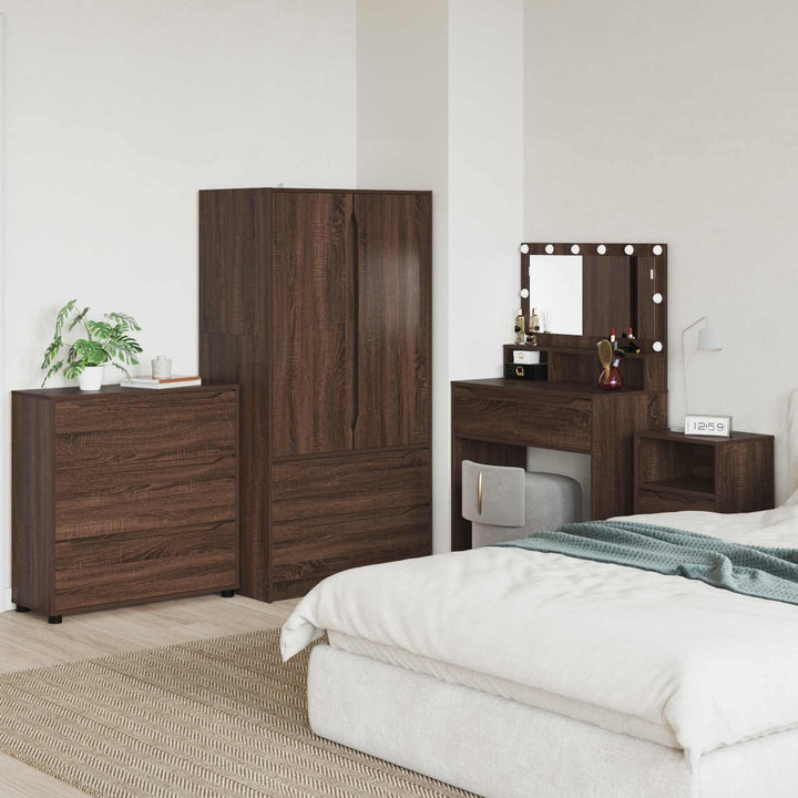Opbevaringsskab 80 x 31 x 81 cm Konstrueret træ Brun eg