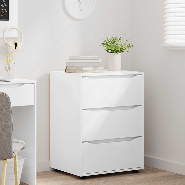 Opbevaringsskab 60 x 48 x 81 cm Konstrueret træ Høj gloss hvid