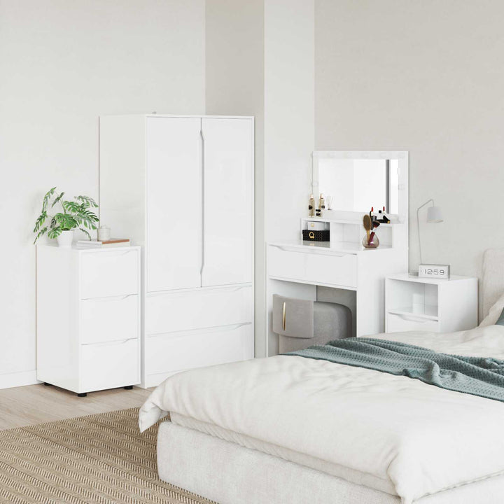 Opbevaringsskab 40 x 48 x 81 cm Konstrueret træ Høj gloss hvid