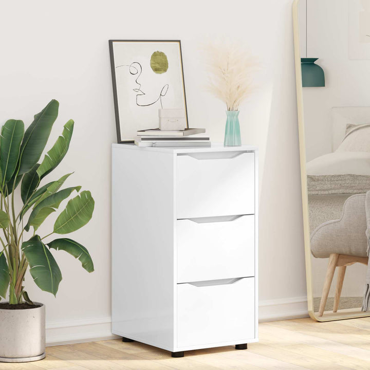 Opbevaringsskab 40 x 48 x 81 cm Konstrueret træ Høj gloss hvid