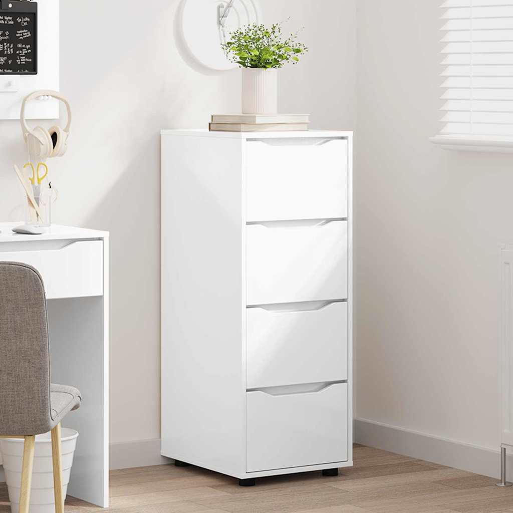Opbevaringsskab 40 x 48 x 105 cm Konstrueret træ Høj gloss hvid