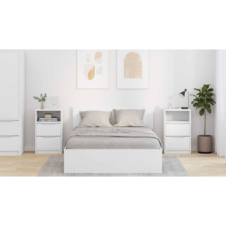 Sengeborde 2 pcs Hvid 40 x 30 x 467 cm Konstrueret træ