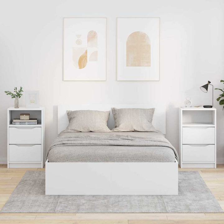Sengeborde 2 stk. Hvid 40 x 30 x 67 cm Konstrueret træ