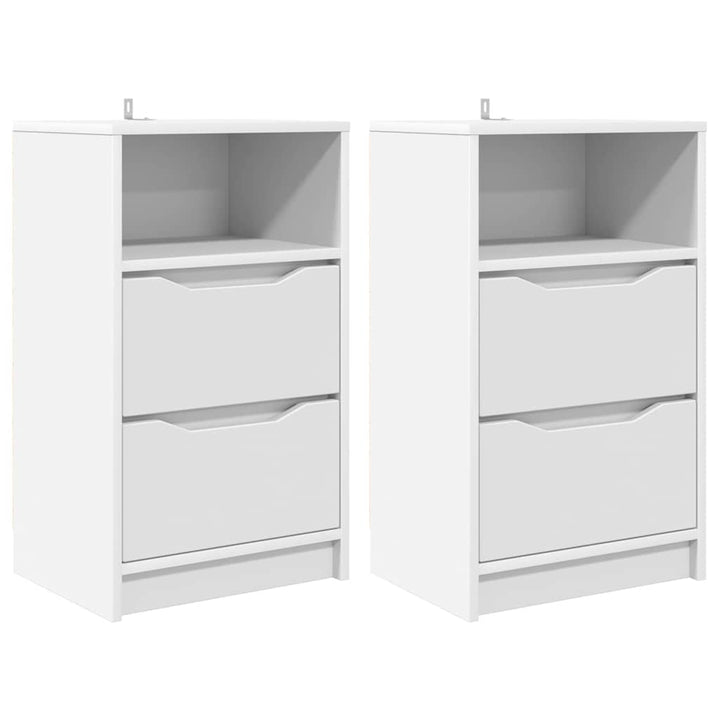 Sengeborde 2 pcs Hvid 40 x 30 x 467 cm Konstrueret træ