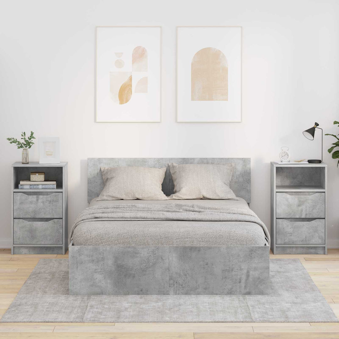 Sengeborde 2 pcs Beton Grå 40 x 30 x 467 cm Konstrueret træ
