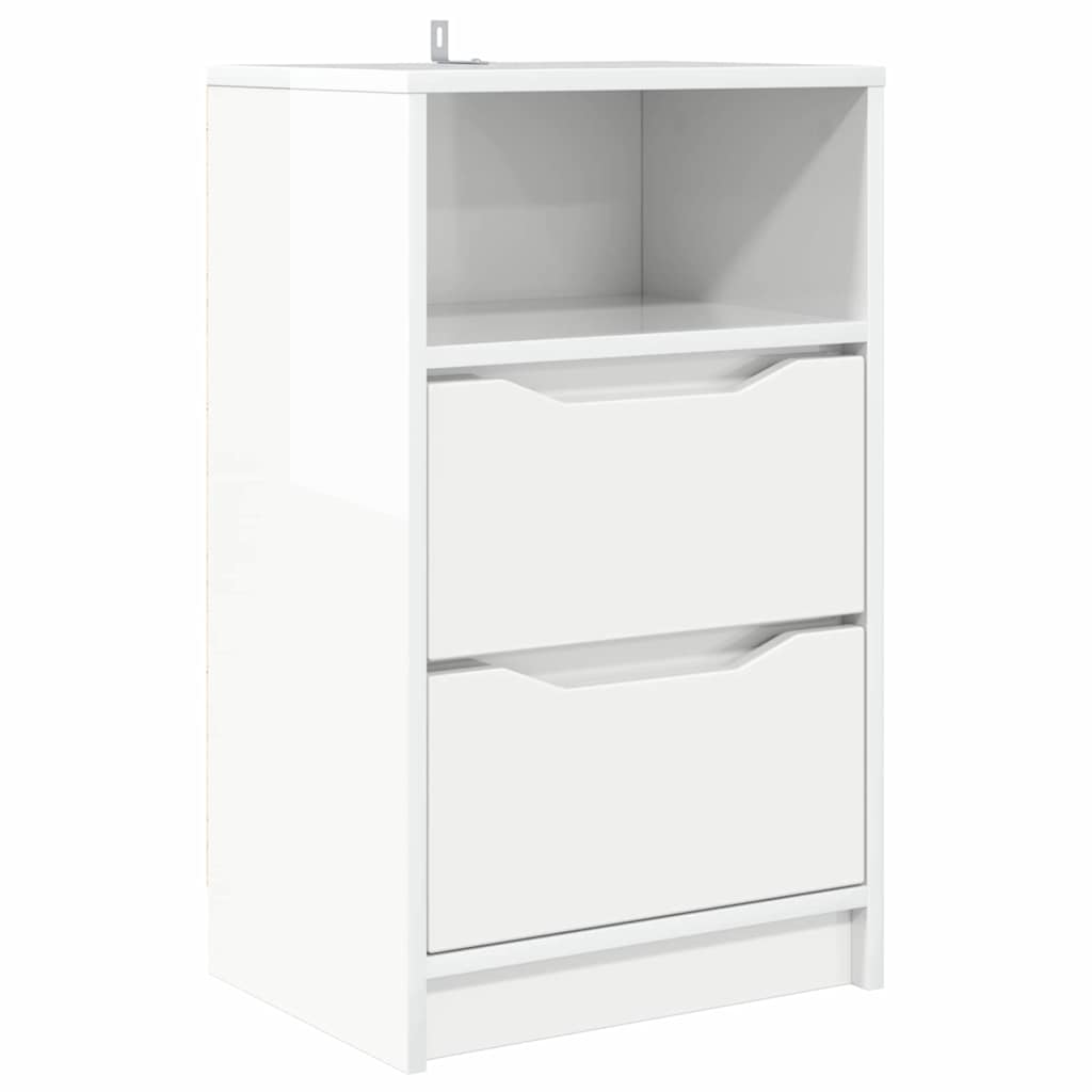 Sengebord Høj gloss hvid 40 x 30 x 467 cm Konstrueret træ