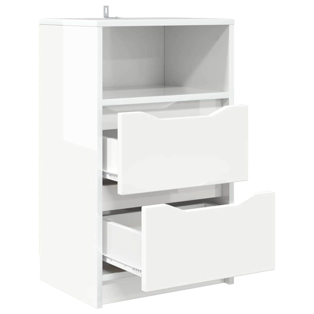 Sengeborde 2 stk. Høj gloss hvid 40 x 30 x 467 cm
