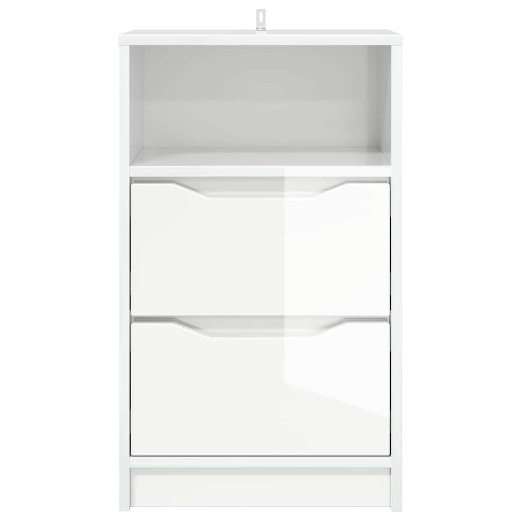 Sengeborde 2 stk. Høj gloss hvid 40 x 30 x 467 cm