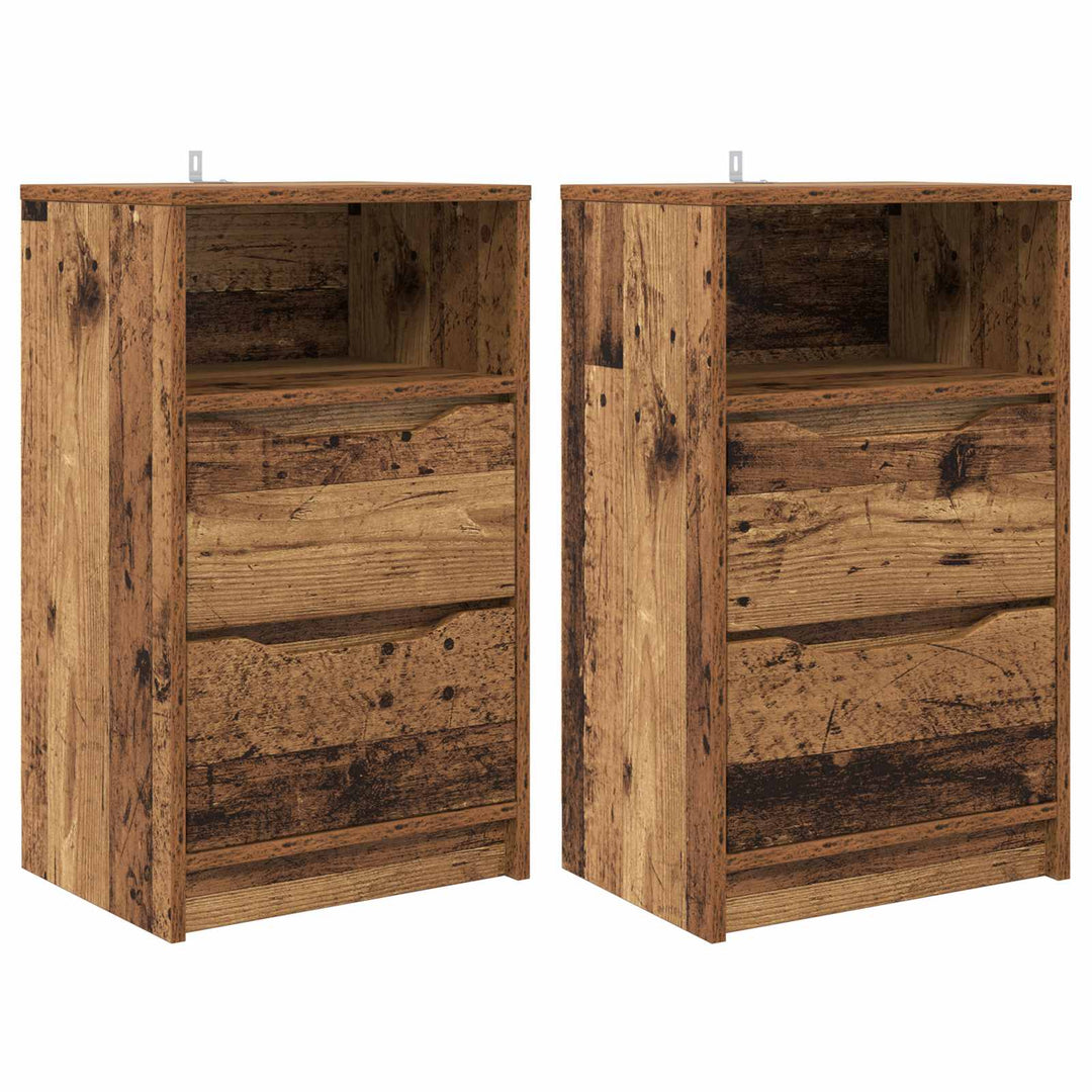 Sengeborde 2 pcs Gammelt træ 40 x 30 x 467 cm Konstrueret træ