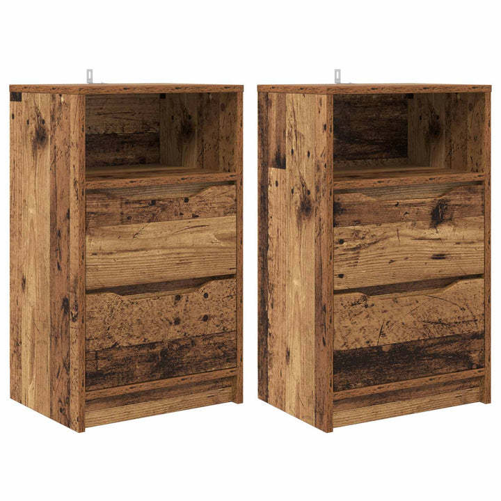 Sengeborde 2 pcs Gammelt træ 40 x 30 x 467 cm Konstrueret træ