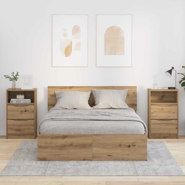 Sengeborde med skuffe 2 pcs Artisan Egetræ 40 x 30 x 467 cm