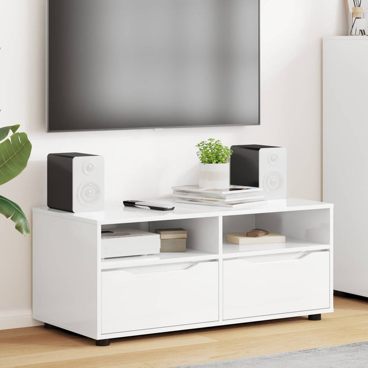 TV-skab Høj gloss hvid 100 x 48 x 43 cm Konstrueret træ