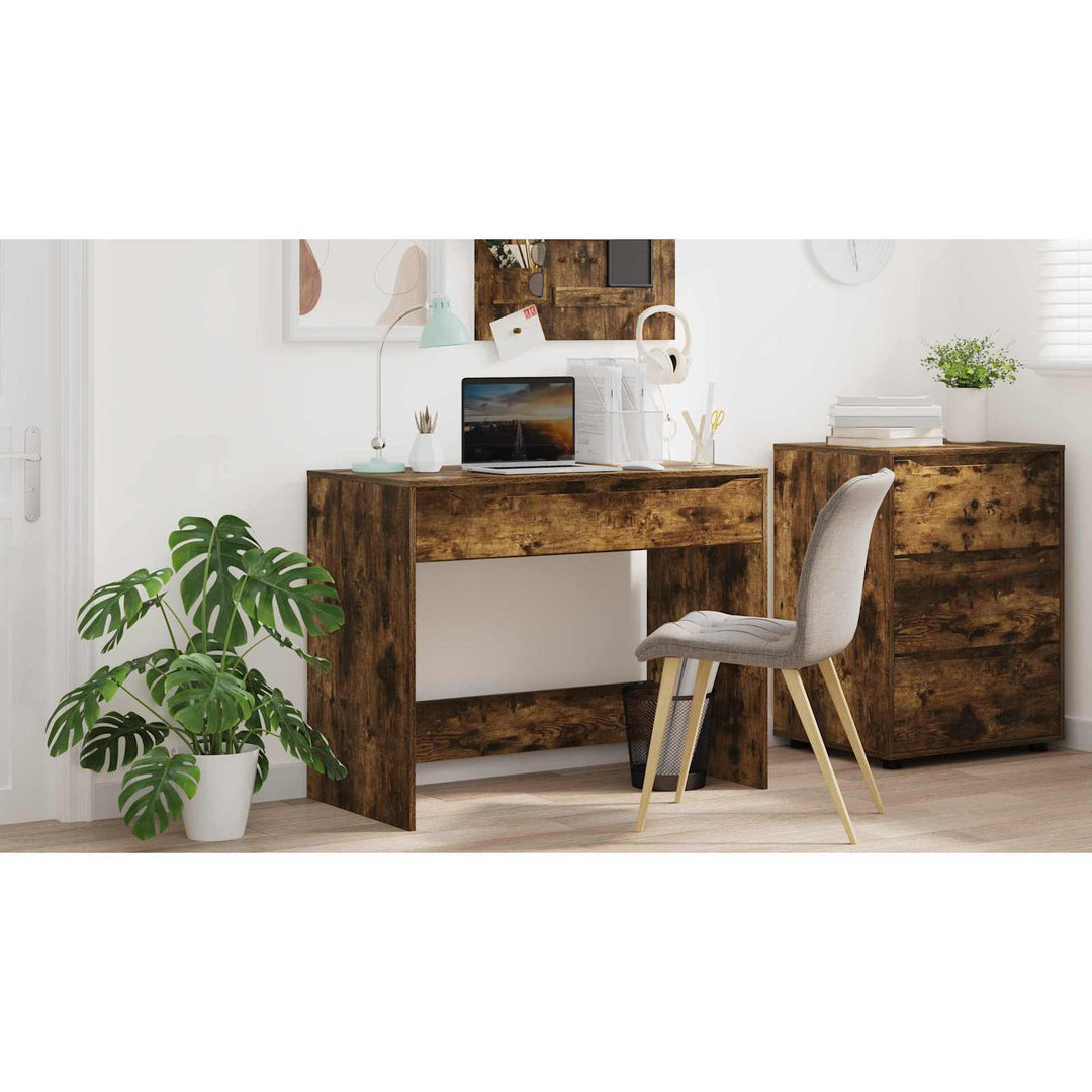 Skrivebord med skuffe Røget Eg 100 x 50 x 78 cm Konstrueret træ