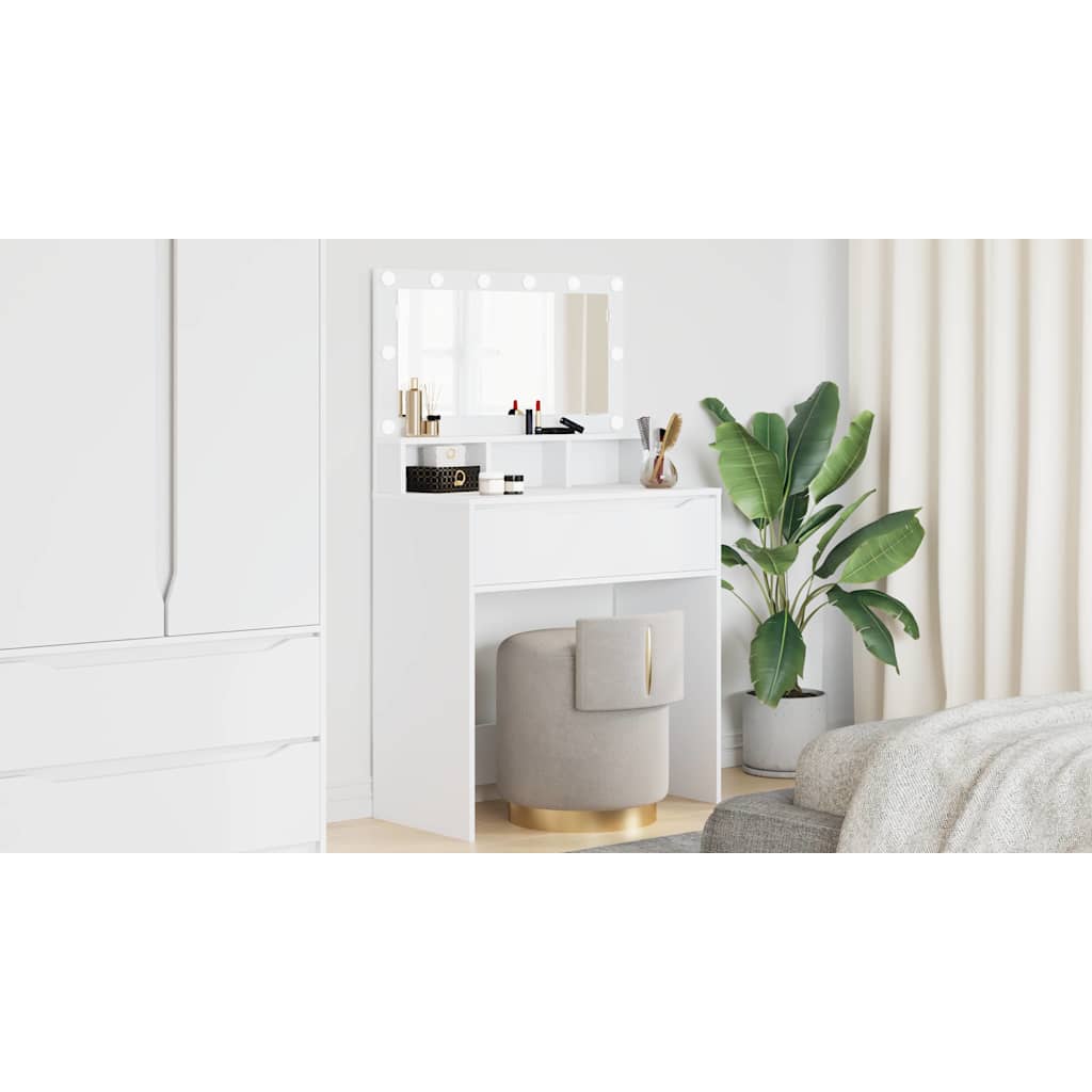 Soveværelsessminkeborde Hvid 80 x 39,6 x 135 cm Konstrueret træ