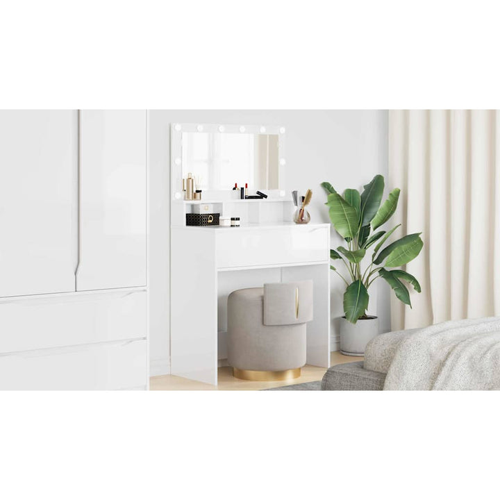 Soveværelsessminkeborde Høj gloss hvid 80 x 39,6 x 135 cm