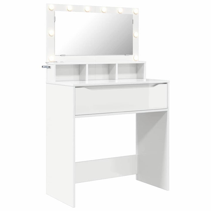 Soveværelsessminkeborde Høj gloss hvid 80 x 39,6 x 135 cm