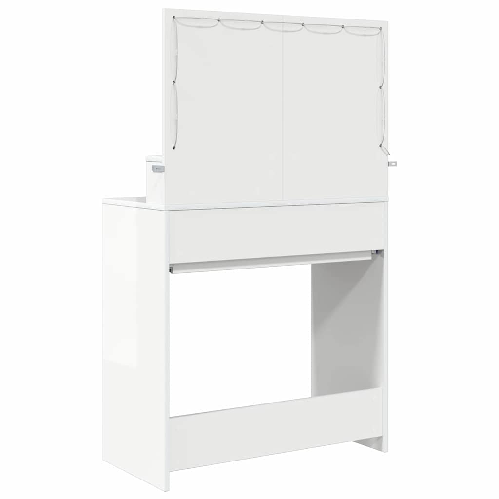 Soveværelsessminkeborde Høj gloss hvid 80 x 39,6 x 135 cm