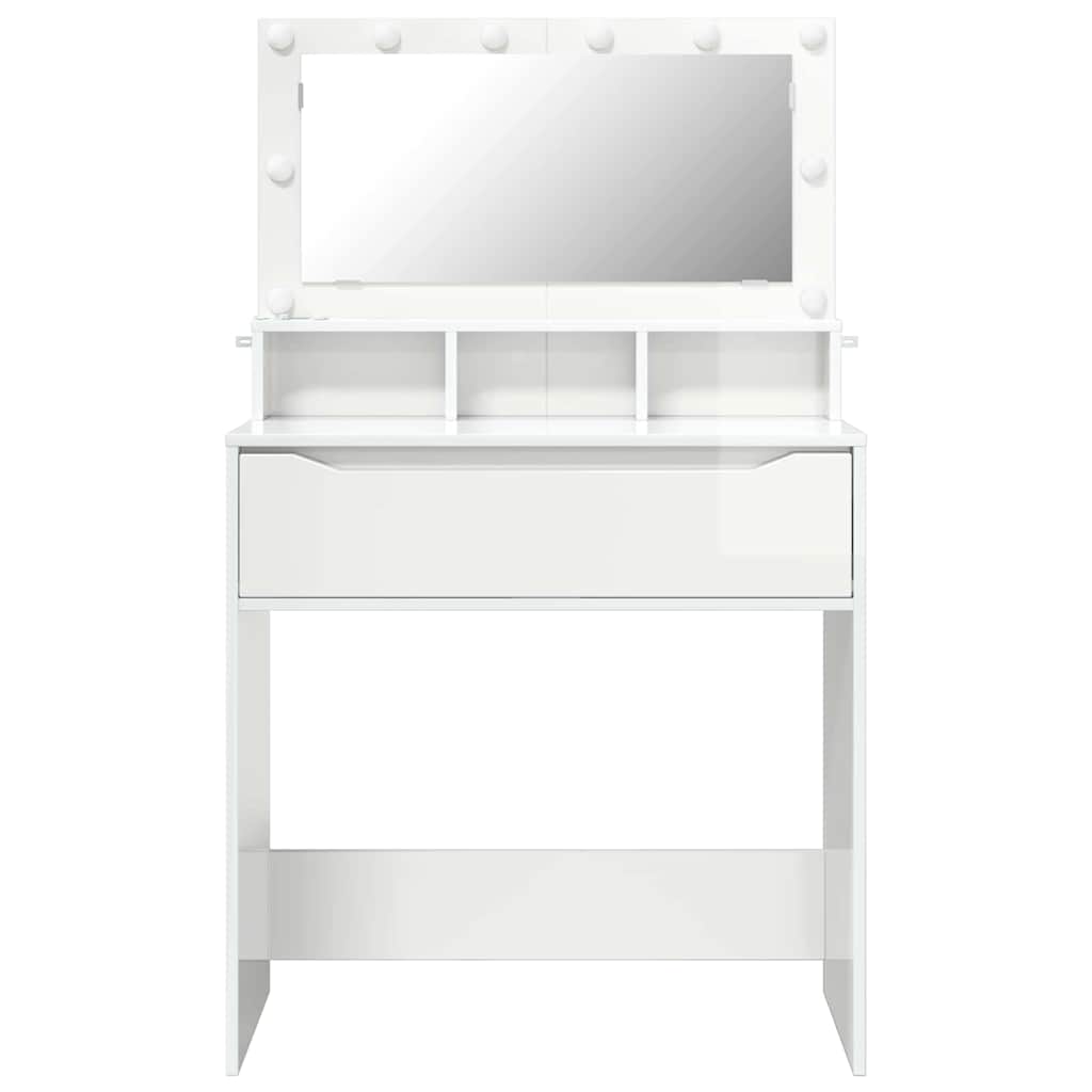 Soveværelsessminkeborde Høj gloss hvid 80 x 39,6 x 135 cm