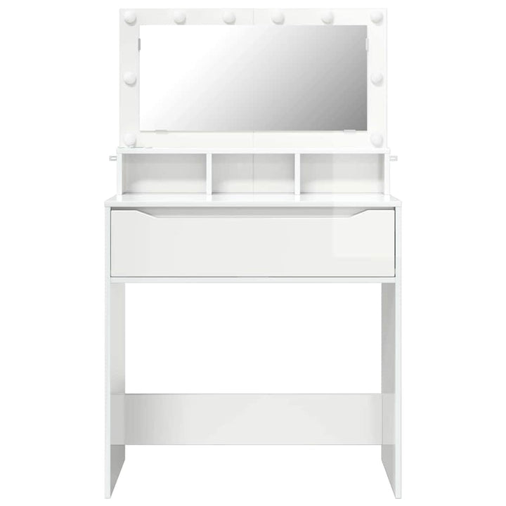 Soveværelsessminkeborde Høj gloss hvid 80 x 39,6 x 135 cm