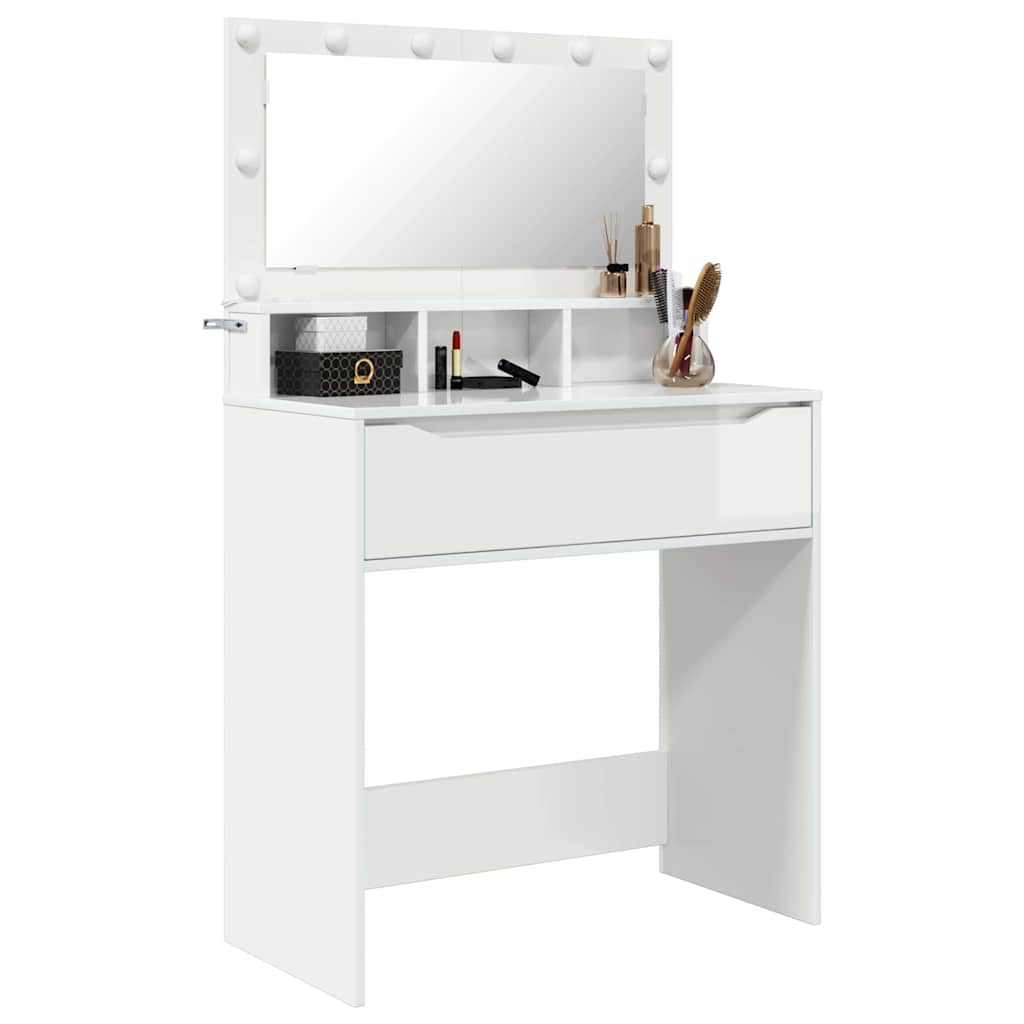 Soveværelsessminkeborde Høj gloss hvid 80 x 39,6 x 135 cm