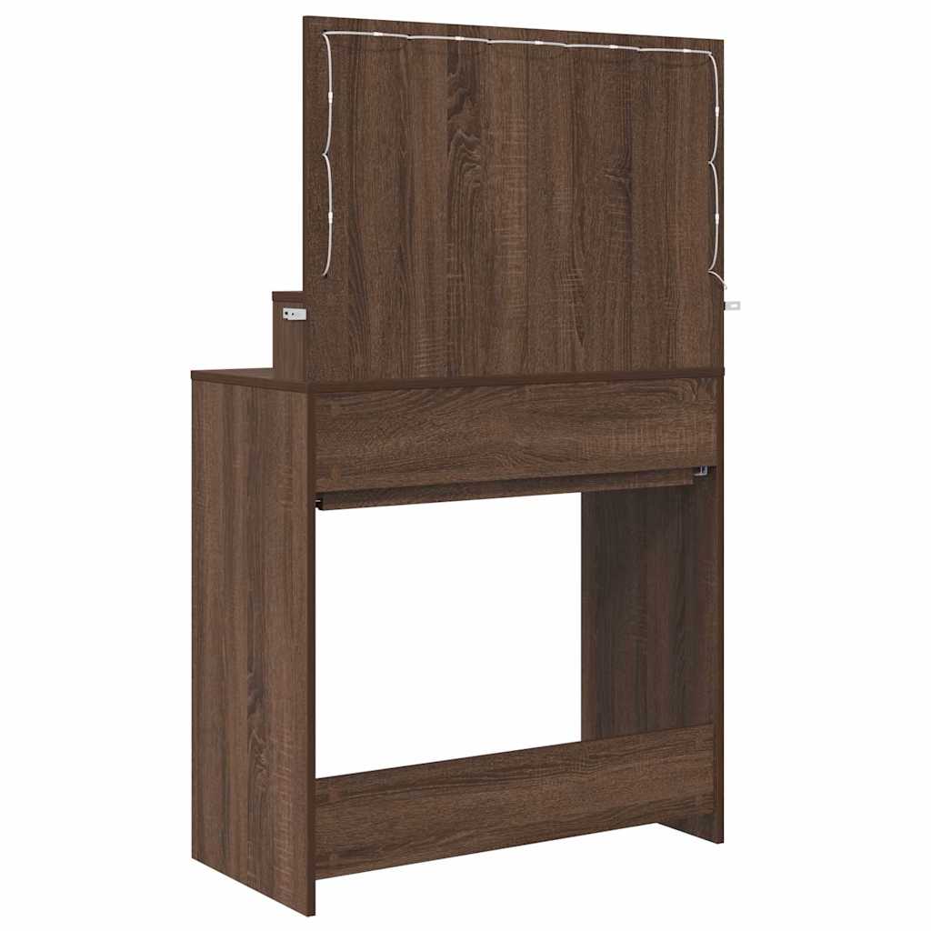 Soveværelsessminkeborde med skuffe Brun eg 80 x 39,6 x 135 cm