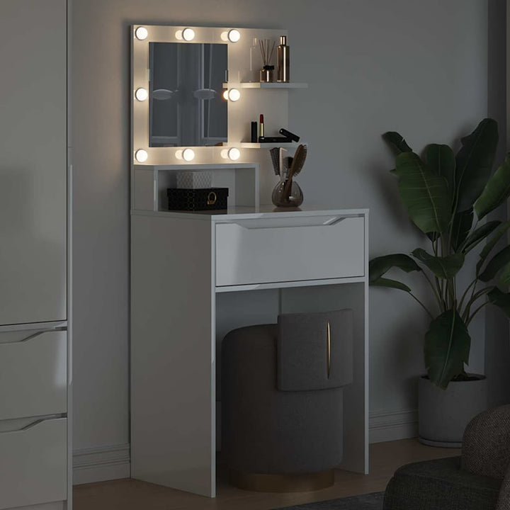 Soveværelsessminkeborde Høj gloss hvid 80 x 39,6 x 135 cm