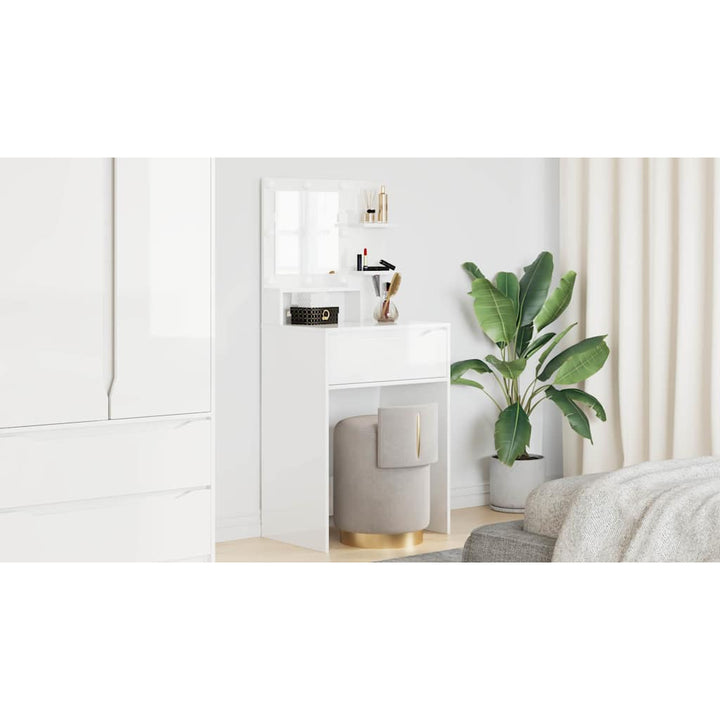 Soveværelsessminkeborde Høj gloss hvid 80 x 39,6 x 135 cm