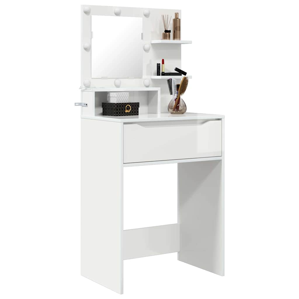 Soveværelsessminkeborde Høj gloss hvid 80 x 39,6 x 135 cm