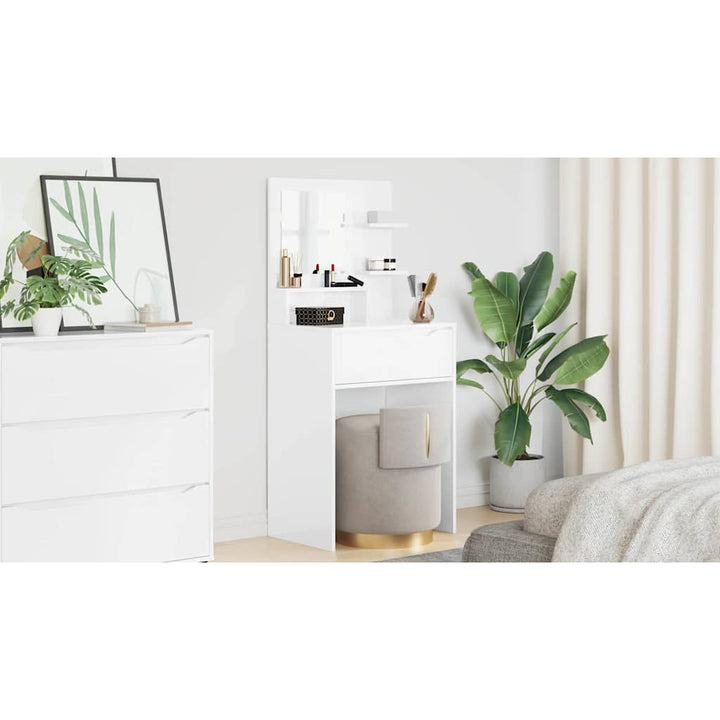 Soveværelsessminkeborde Høj gloss hvid 80 x 39,6 x 135 cm