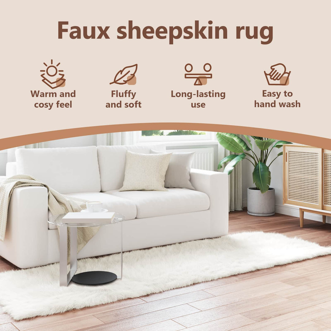 Fuskobbel lammeskindstæppe TAFALLA Hvid 80 x 250 cm Polyester
