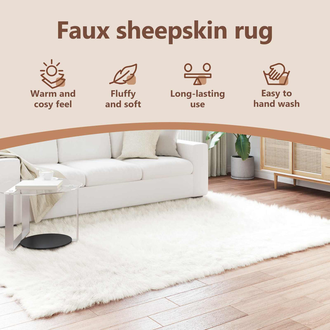 Fuskobbel lammeskindstæppe TAFALLA Hvid 200 x 280 cm Polyester