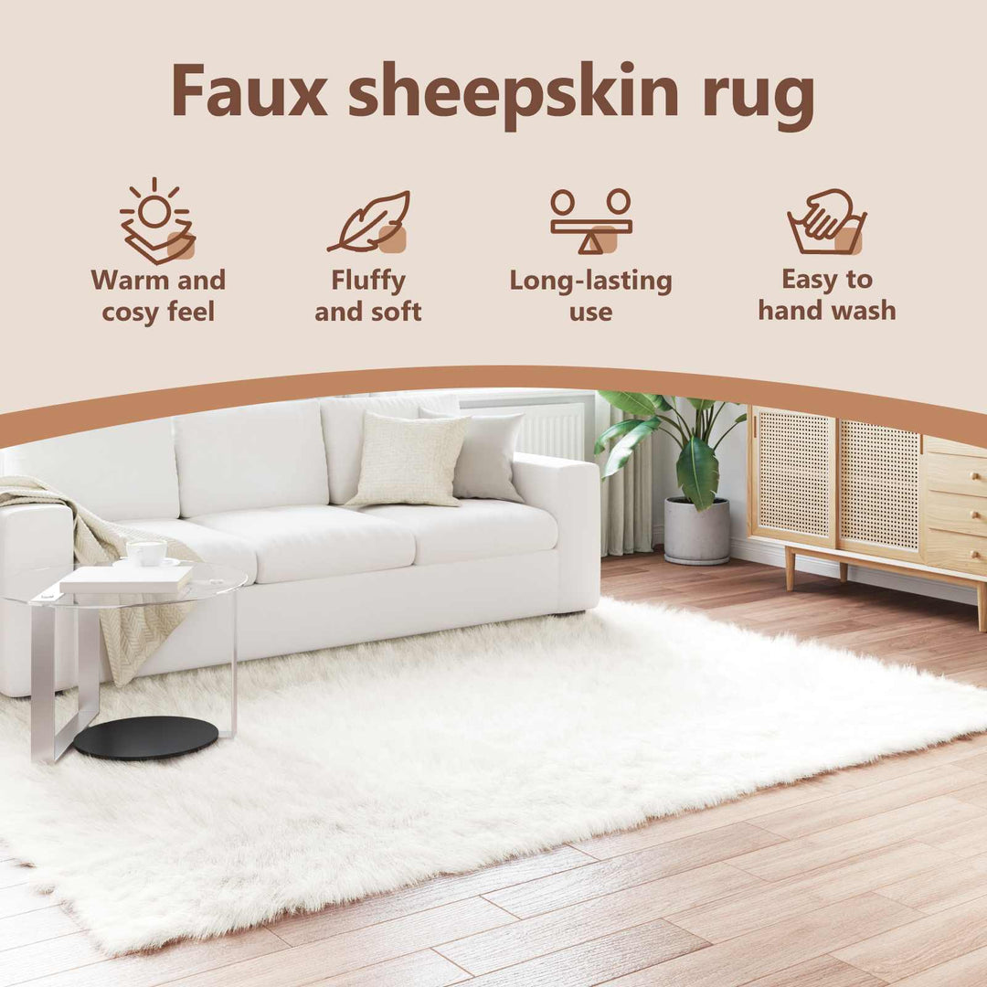 Fuskobbel lammeskindstæppe TAFALLA Hvid 240 x 340 cm Polyester