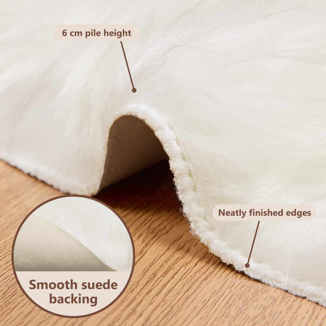 Fuskobbel lammeskindstæppe TAFALLA Hvid Ø 120 cm Polyester