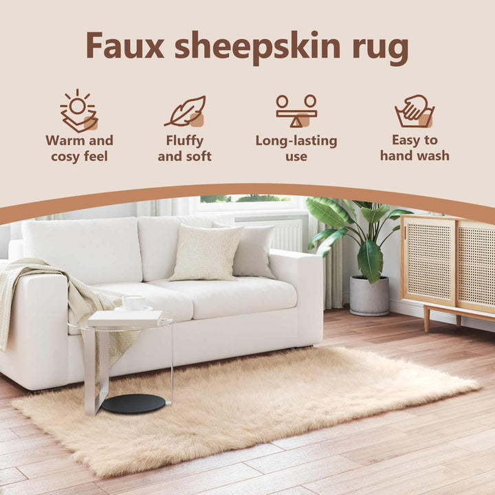Fuskobbel lammeskindstæppe TAFALLA Beige 80 x 200 cm Polyester