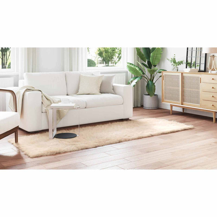 Fuskobbel lammeskindstæppe TAFALLA Beige 80 x 250 cm Polyester